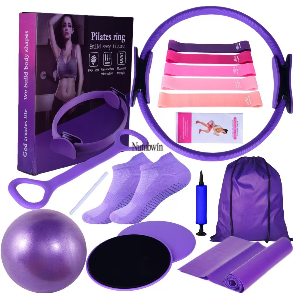 NumbwinYoga Pilates set, resistance band, slide plate, seventeen piece set, exercise equipment, home fitness equipment